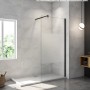 Walk-in Duschwand aus 8mm Glas mit Milchglasstreifen, 82.7x200cm. Modernes Design für barrierefreie Duschen.