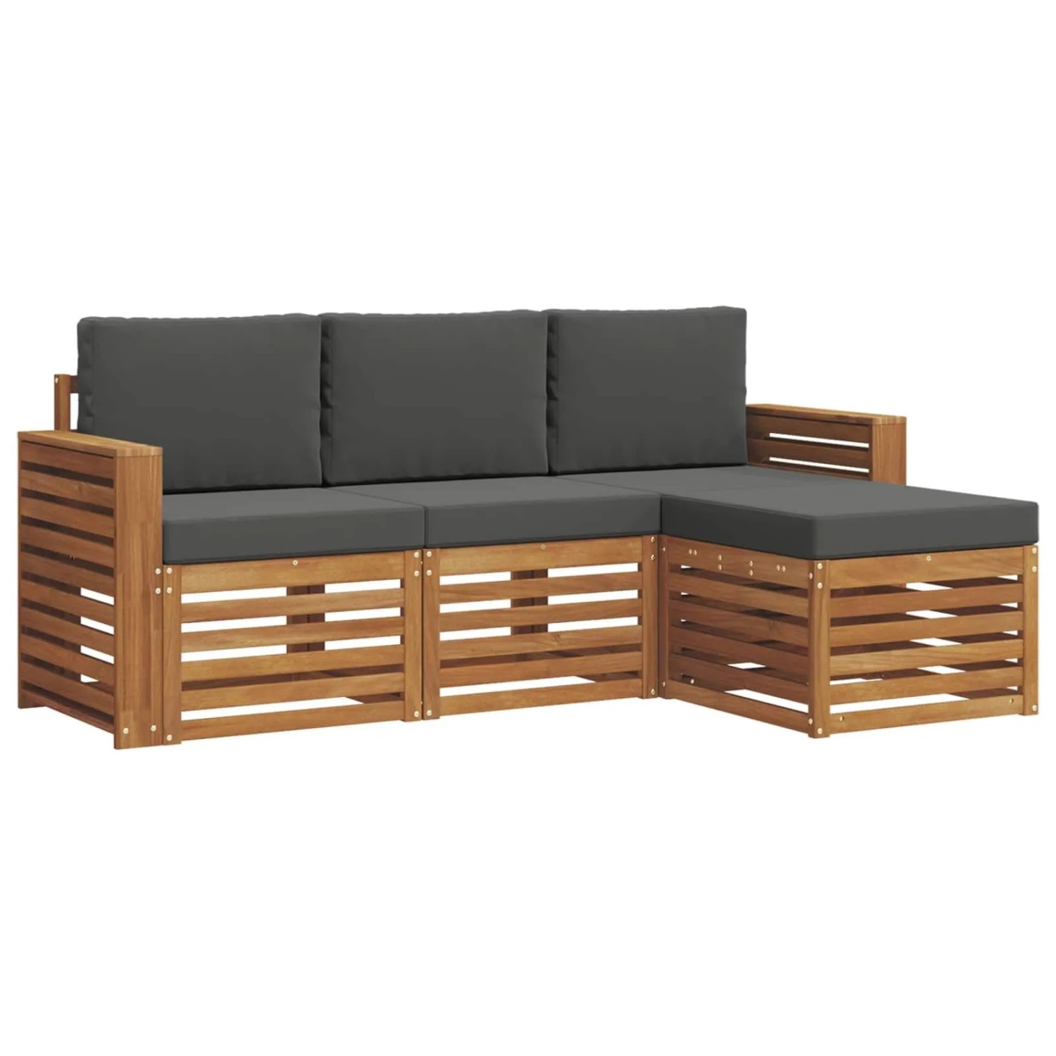 vidaXL Sofagarnituren 4 Tlg Natur und Anthrazit Massivholz Akazie 3374617