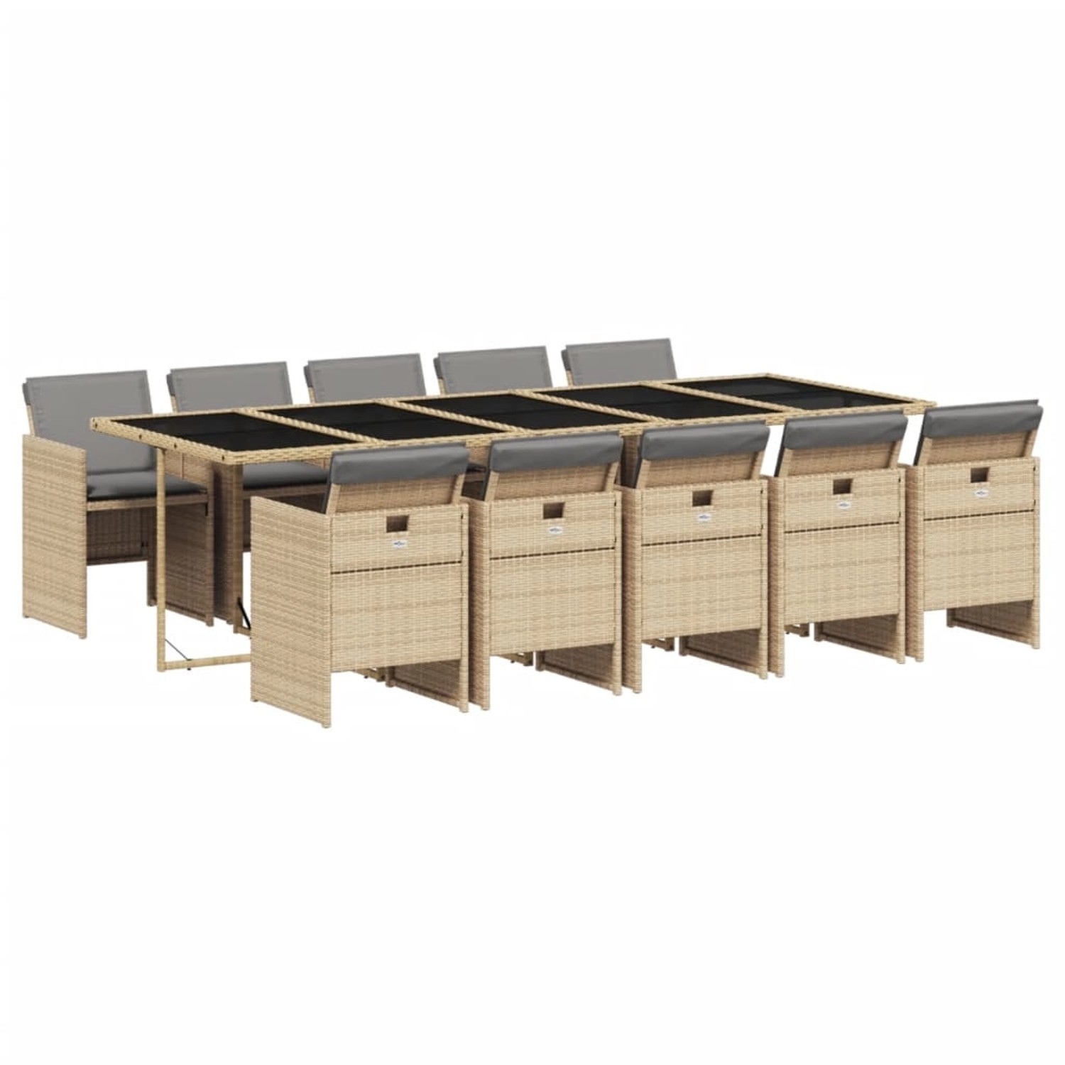 vidaXL 11-Tlg Garten-Essgruppe mit Kissen Beigemischung Poly Rattan 3277703