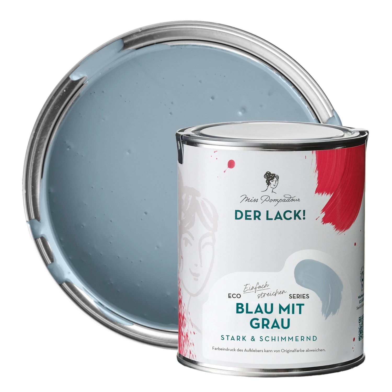 MissPompadour Holzfarbe Blau mit Grau 1L Seidenmatte Möbelfarbe Innen & Außen
