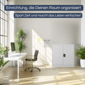 Grauer JAN NOWAK Aktenschrank BEATA mit 3 Ebenen im Büro.