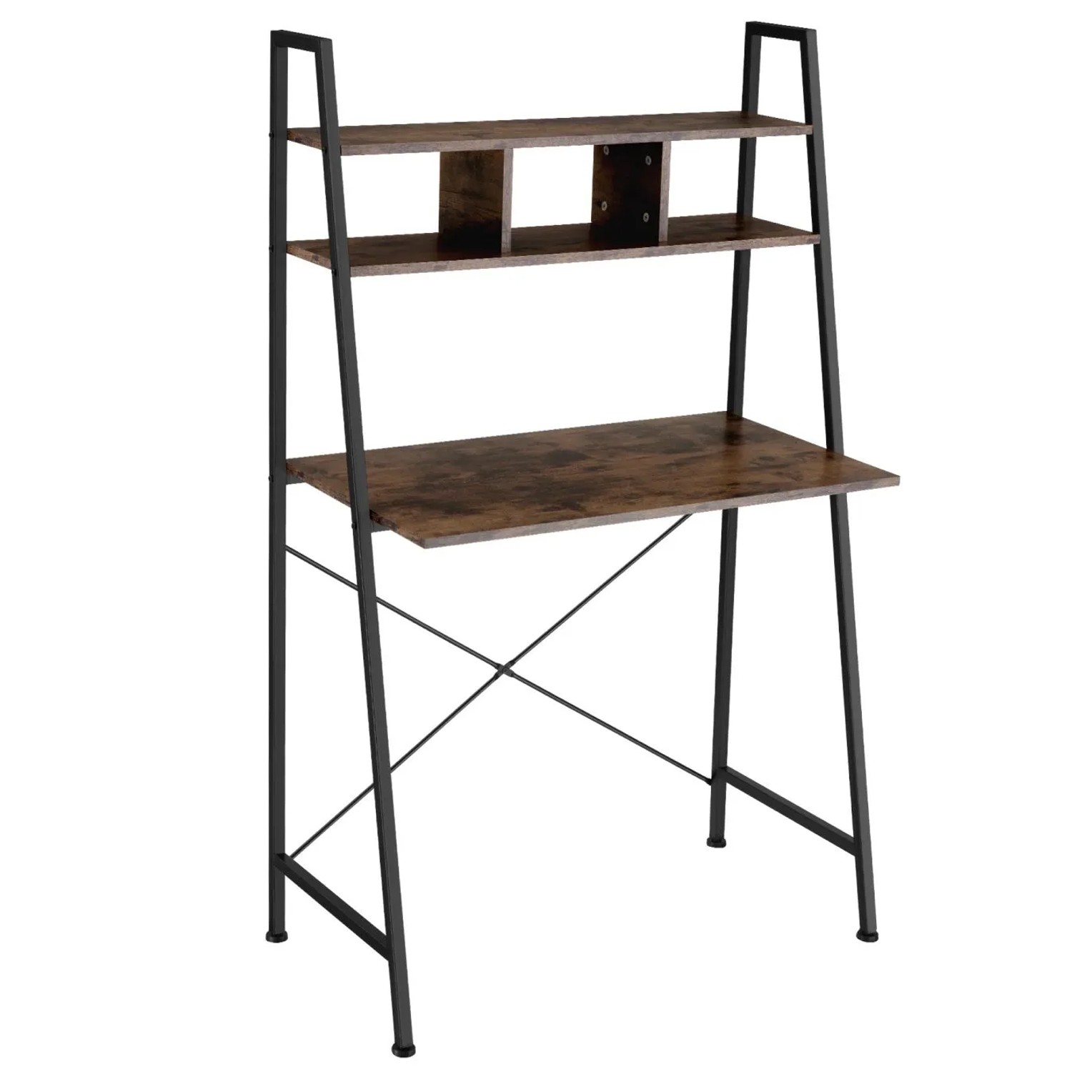 Tectake Schreibtisch Exeter Industrial Style Holz und Stahl  85 50 x 46 50 x 140 cm Industrial Holz Dunkel  Rustikal