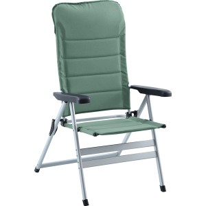 Grüner Klappsessel Jacup aus Aluminium, Campingstuhl mit verstellbarer Rückenlehne.