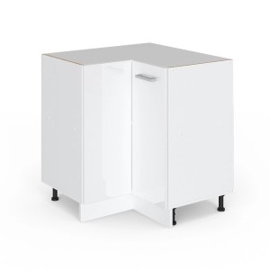 Vicco Eckunterschrank R-Line, weiß hochglanz, 76 cm, ohne Arbeitsplatte. Küchenschrank für Ecklösungen.