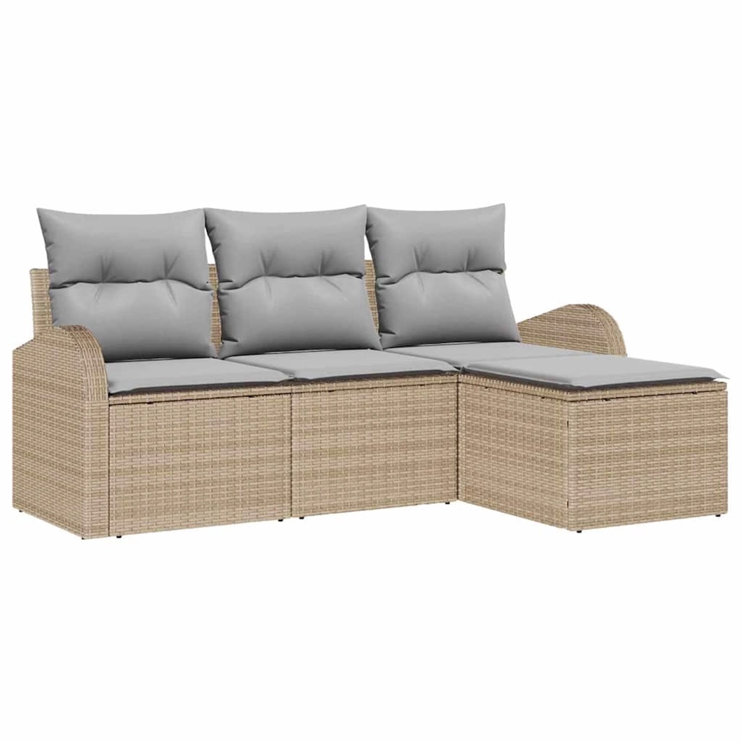 vidaXL Garten-Sofa-Set mit Kissen 4-Tlg Beige Hellgrau Poly Rattan 3354659 günstig online kaufen