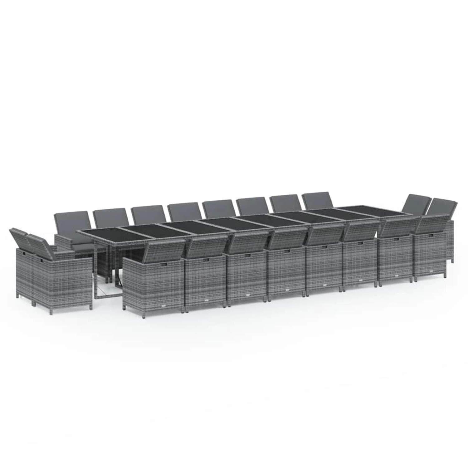 vidaXL 21-Tlg Garten-Essgruppe mit Kissen Poly Rattan Grau 3095672 günstig online kaufen
