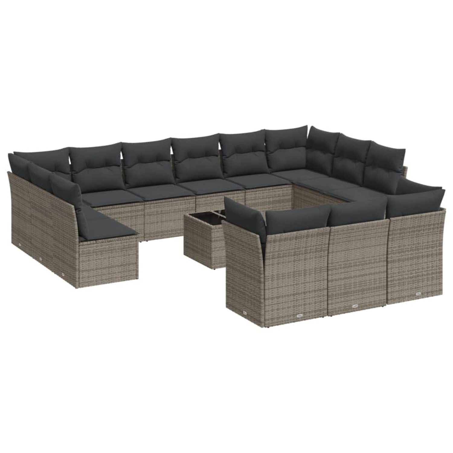 vidaXL 14-Tlg Garten-Sofagarnitur mit Kissen Grau Poly Rattan 3218460 günstig online kaufen