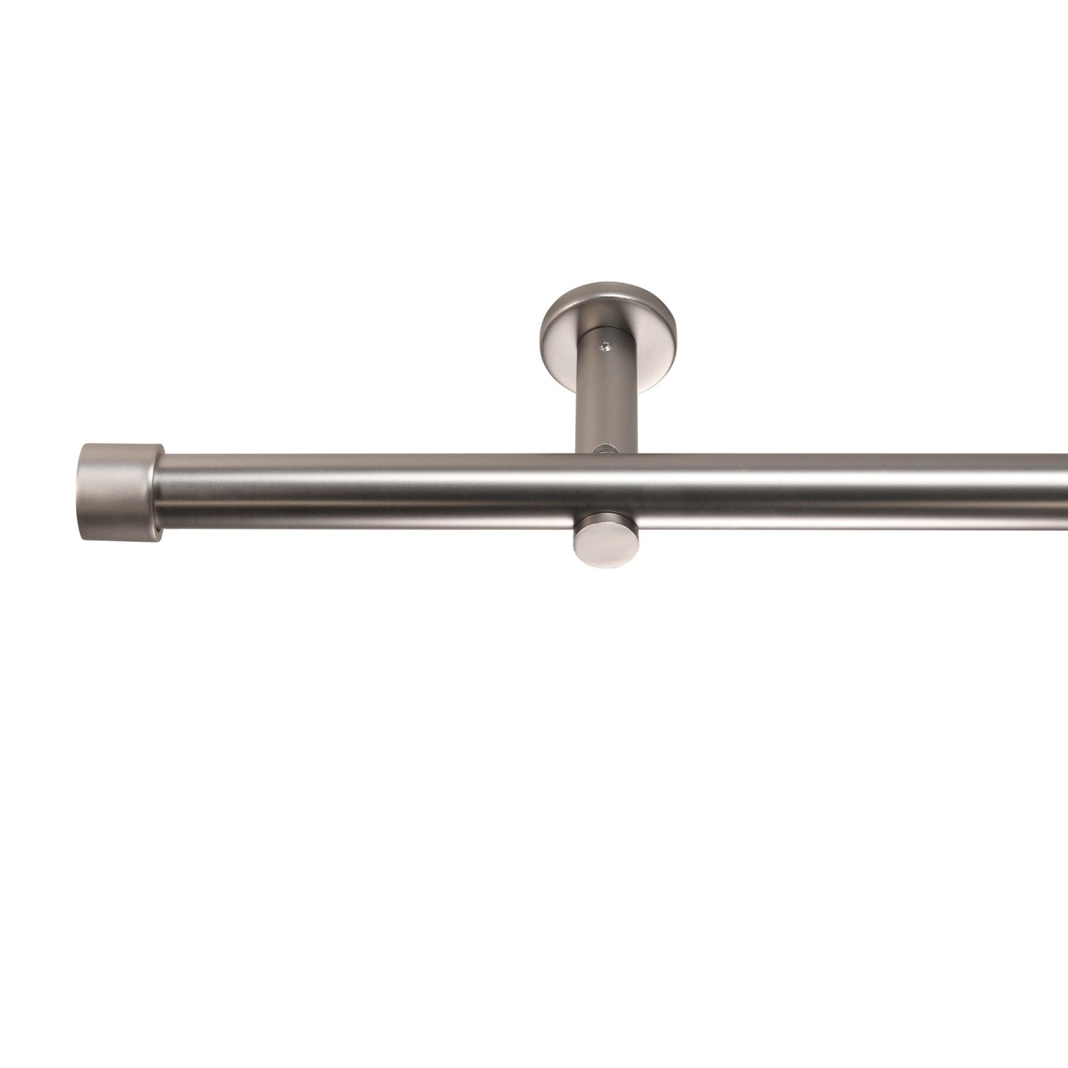 Deco-Raum Gardinenstange nach Maß 1-Lauf Kappe Ø 25mm Edelstahl-optik 210cm_9