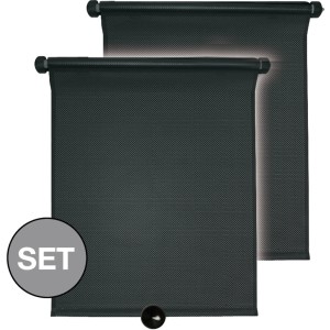 OkCars Sonnenschutzrollos, 2er Set, schwarz, für Auto-Seitenfenster, mit Saugnäpfen.