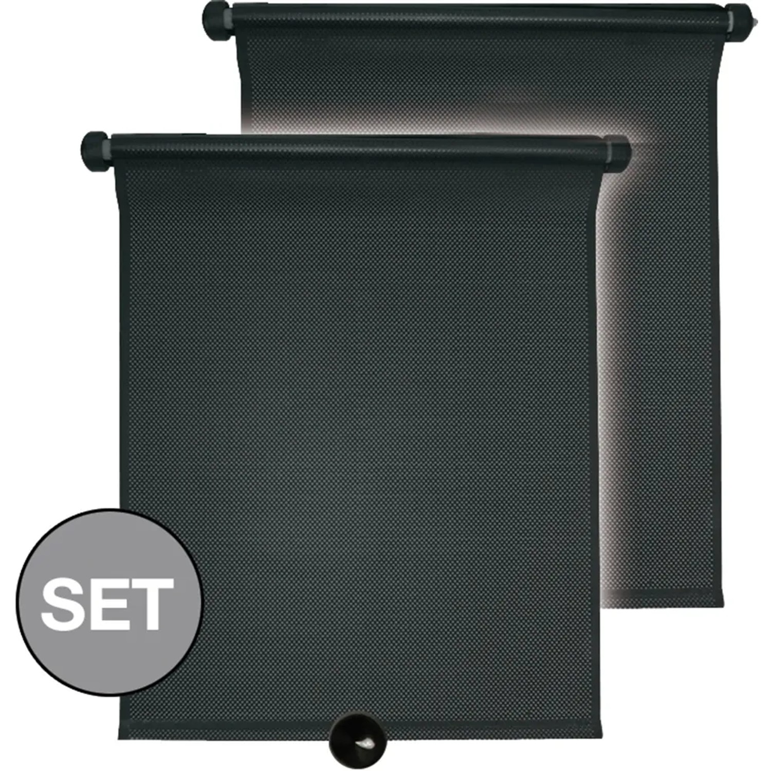 OkCars Sonnenschutzrollos, 2er Set, schwarz, für Auto-Seitenfenster, mit Saugnäpfen.