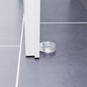 Transparenter Wagner Bodentürstopper Clear aus Kunststoff, selbstklebend, Ø 50 mm.