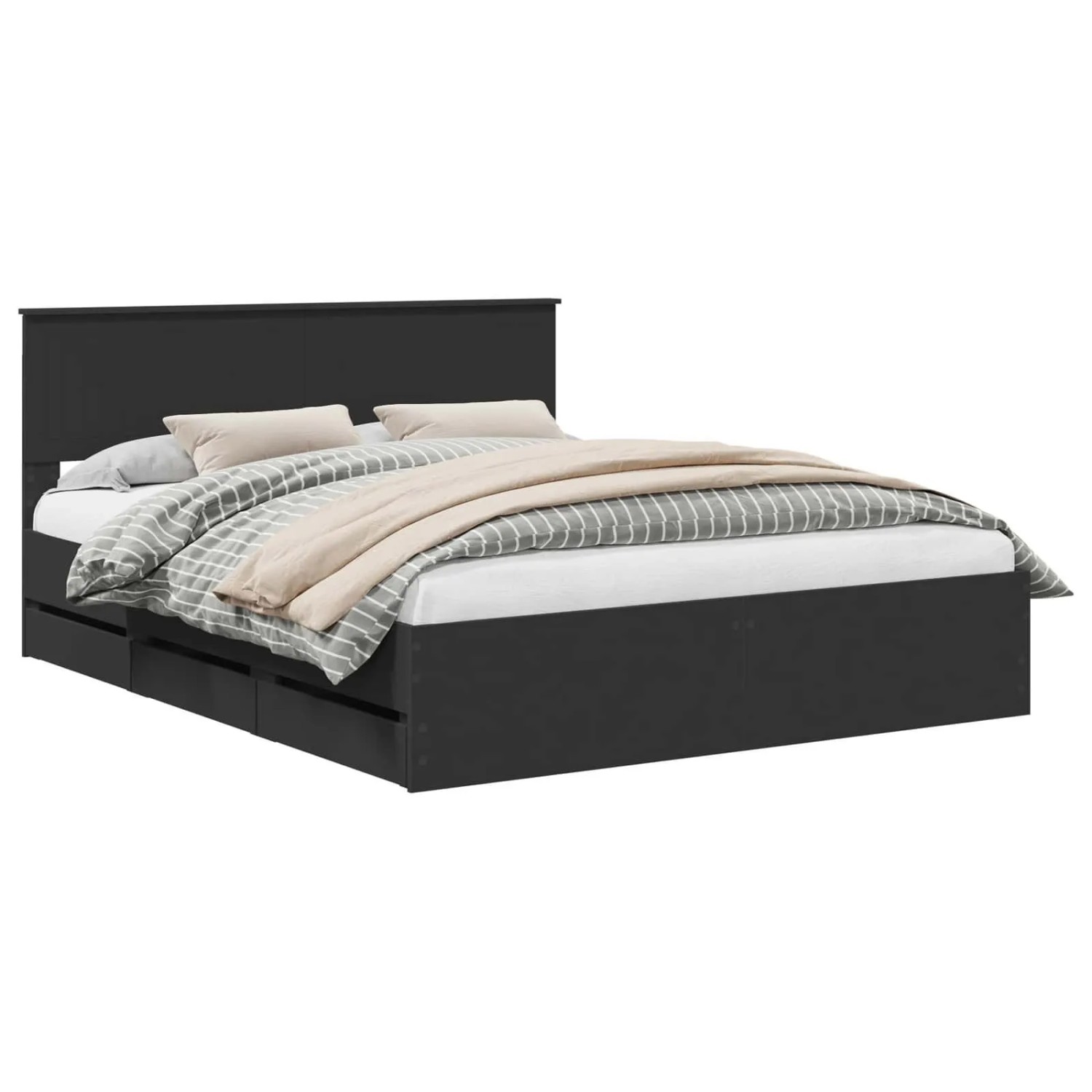 vidaXL Bettrahmen mit Schubladen Schwarz 160 x 200 cm Ingenieurs Holz 34106 günstig online kaufen