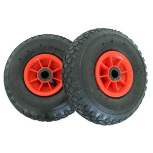 2er Set TRUTZHOLM Sackkarrenräder, Luftreifen 260x85 mit roter Felge für Baumaschinen.