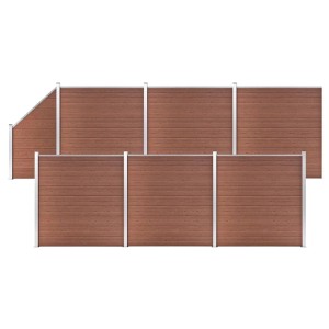 vidaXL WPC Zaun-Set 6 Quadrate + 1 Schräge 1138x186 cm Braun 3053220