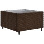 Brauner vidaXL Gartenmöbel-Tisch aus Polyrattan mit Glasplatte, Teil eines Lounge-Sets.