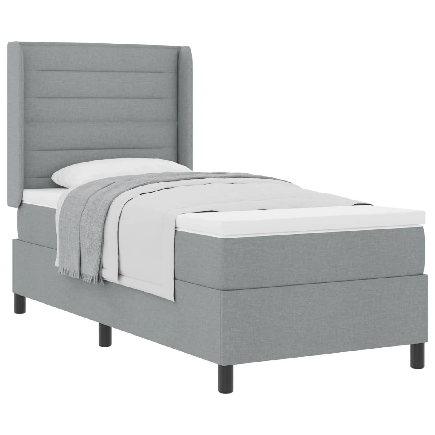 vidaXL Boxspringbett mit Matratze Hellgrau 90 x 190 cm Stoff 3341553