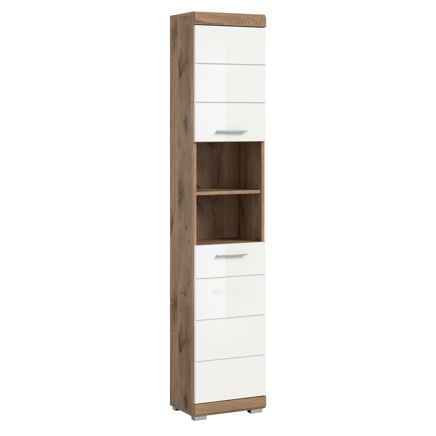 Hochschrank Wave Weiß Hochglanz/Nox Oak 191 cm x 37 cm x 31 cm günstig online kaufen
