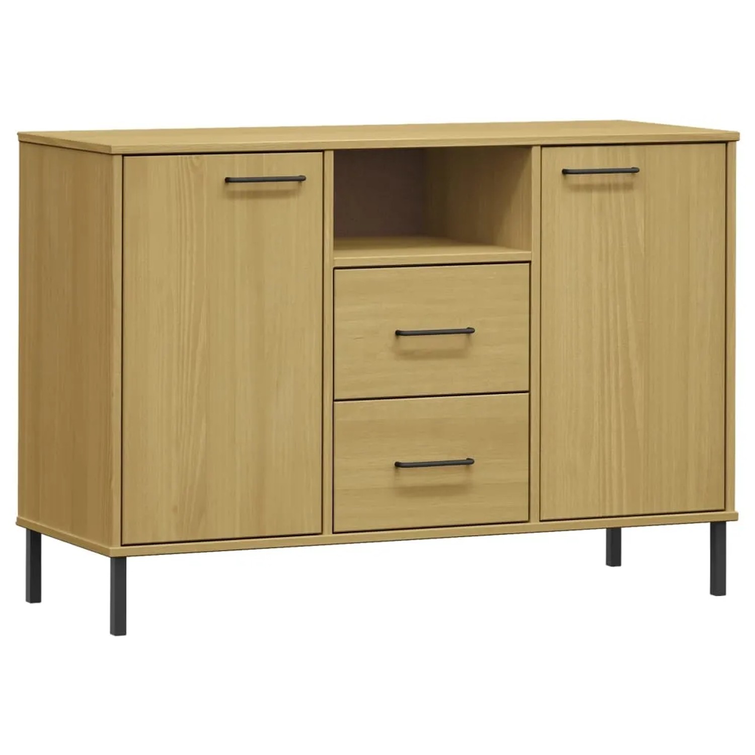 vidaXL Sideboard OSLO mit Metallbeinen Braun 113x40x77 cm Massivholz 351018