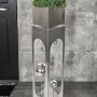 DELUKE Pflanzsäule OSCAR Silber Edelstahl Pflanzkübel Hoch Blumenkübel Pflanzkasten_2
