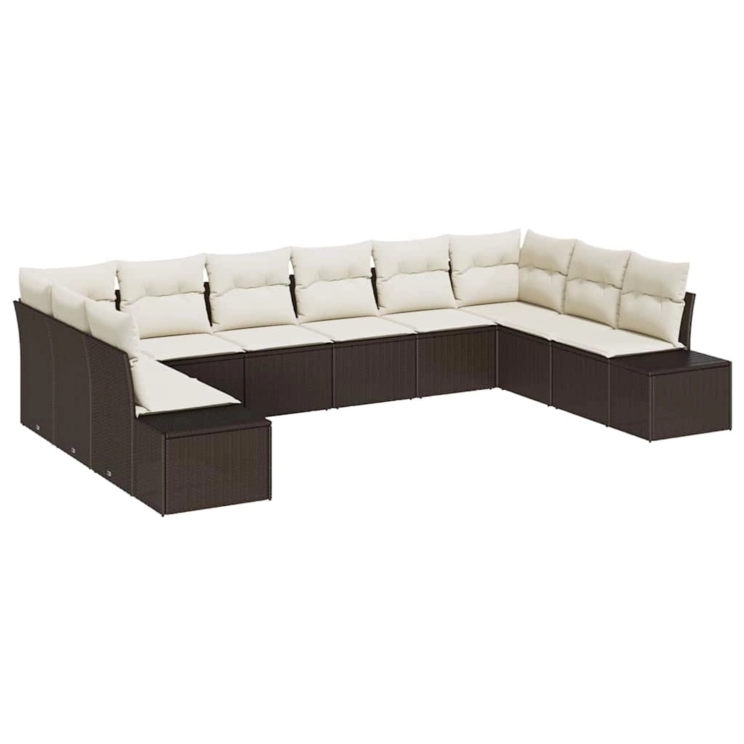 vidaXL Garten-Sofa-Set mit Kissen 10-Tlg Braun Poly Rattan 3347238 günstig online kaufen