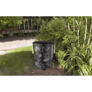 Windhager Garten Pop-up Bag 180 l mit Gartenmotiven, selbststehend für Gartenabfälle.