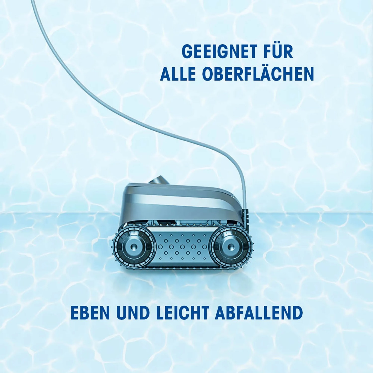 Grauer Zodiac Sweepy SWY3520 Poolroboter für Boden und Wände im Pool.