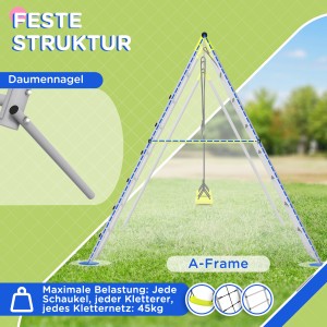 Outsunny Kinderschaukel-Set mit Doppelschaukel im Garten, stabiler A-Rahmen.