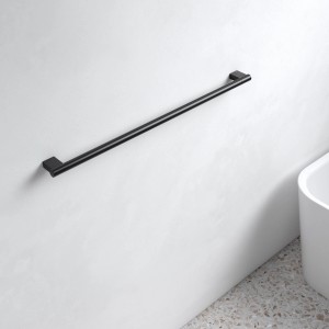 Keuco Badetuchhalter Plan Black Selection, 85 cm, schwarz-matt an weißer Wand.