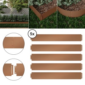 OK-Living Rasenkante, braun, 25 m Set. Beetumrandung aus Metall, einfache Montage.