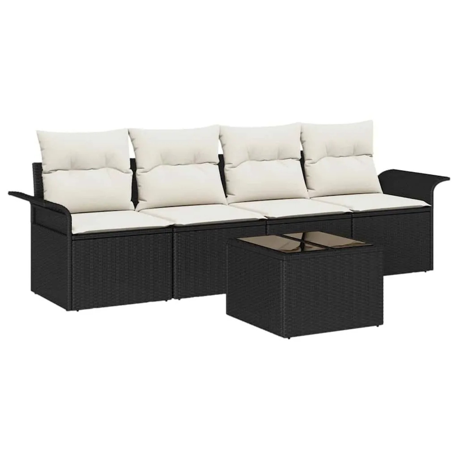 vidaXL Gartensofa-set mit Kissen 5-Tlg Schwarz und Creme Poly-Rattan 335389 günstig online kaufen