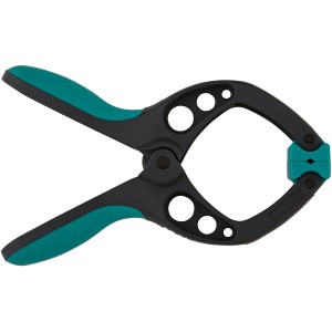 Wolfcraft Federzwinge FZ 40: Spannwerkzeug aus Kunststoff und Stahl, schwarz/türkis, Spannweite 40 mm.