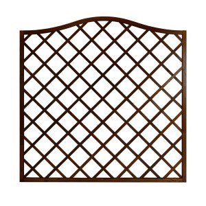 Braunes Sichtschutzzaun-Element Nancy mit Rautenmuster, 164/180x180 cm, aus lasiertem Kiefernholz.