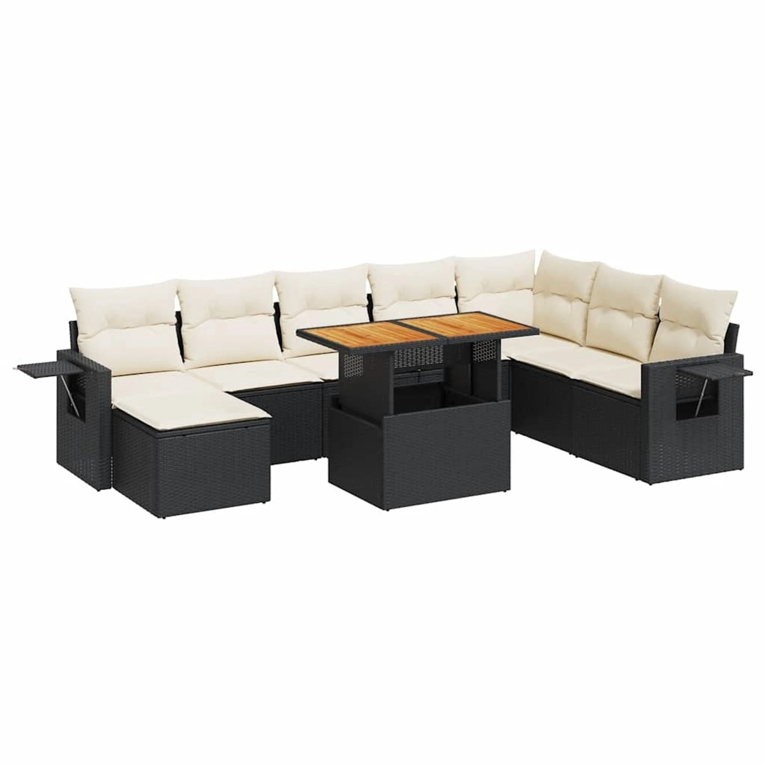 vidaXL 9-Tlg Garten-Sofagarnitur mit Kissen Schwarz Poly Rattan 3327185 günstig online kaufen