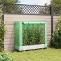 vidaXL Hochbeet mit Gewächshaus-Aufsatz in Rattan-Optik, 120x40x123 cm, mit Tomatenpflanzen im Garten.