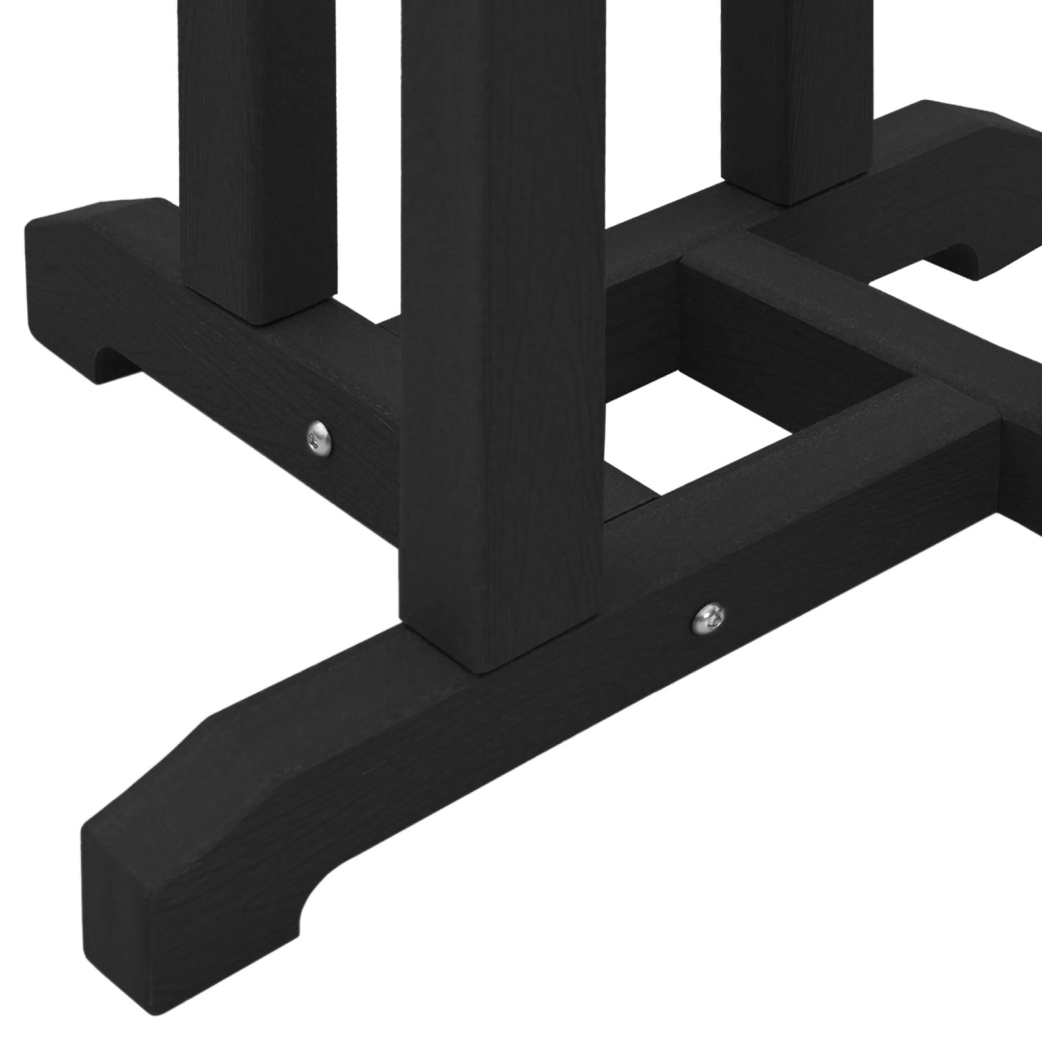 Detailansicht des schwarzen vidaXL Gartenbar Sets aus HDPE-Kunststoff mit Holztextur.