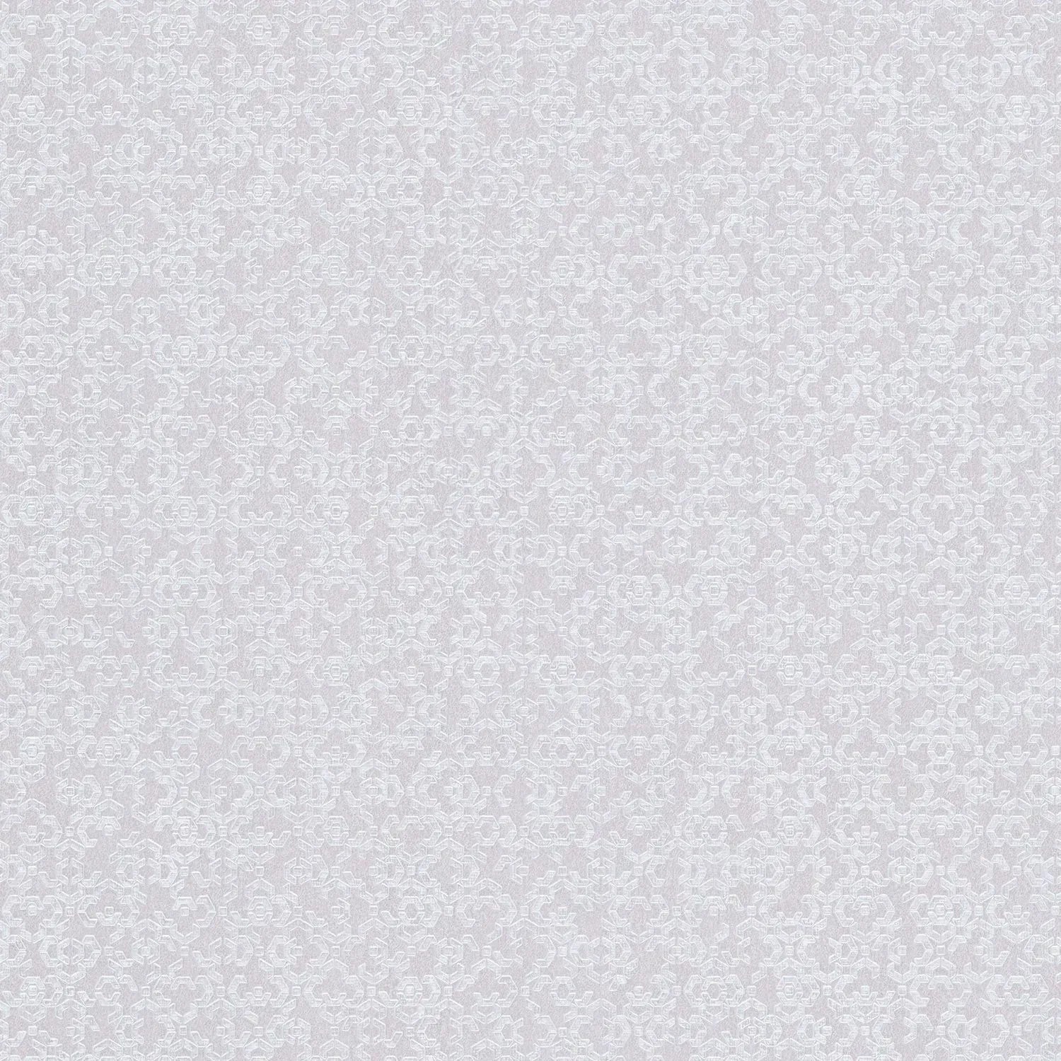 Grafik Tapete in Weiß und Silber mit geometrischem Muster, glänzend.