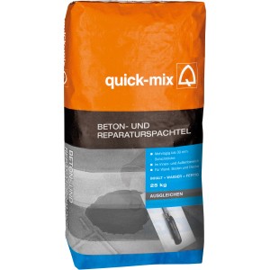 Quick-Mix Beton- und Reparaturspachtel, 25 kg Sack, geeignet für Ausbesserungsarbeiten an Beton.