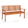 VidaXL 3-Sitzer Gartenbank aus Eukalyptusholz mit schwarzer Auflage, 150 cm breit.
