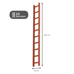 Rote PROREGAL Dachleiter mit 10 Sprossen aus Aluminium, geeignet für Dacharbeiten.