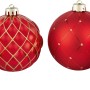 Set aus 6 roten Weihnachtskugeln (8 cm) aus Kunststoff mit verschiedenen Designs.