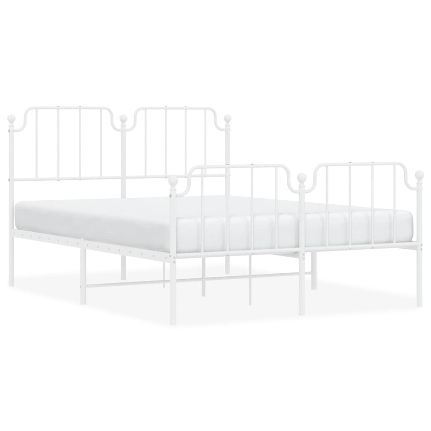 vidaXL Bettgestell mit Kopf- und Fußteil Metall Weiß 140x190 cm 373954 günstig online kaufen