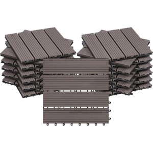 WOLTU WPC Terrassenfliesen Holzoptik Klicksystem 22 Stück/2 m² Coffee
