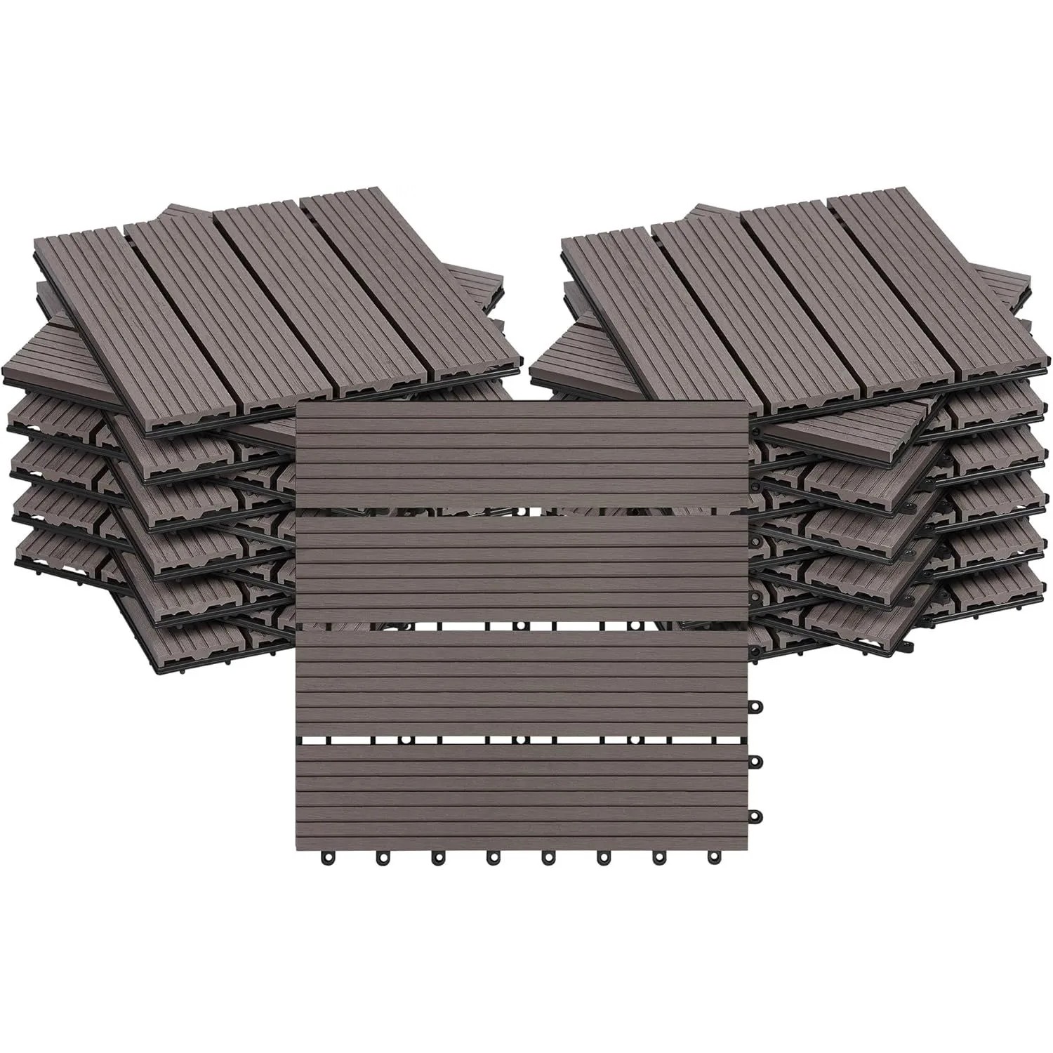 WOLTU WPC Terrassenfliesen Holzoptik Klicksystem 22 Stück/2 m² Coffee