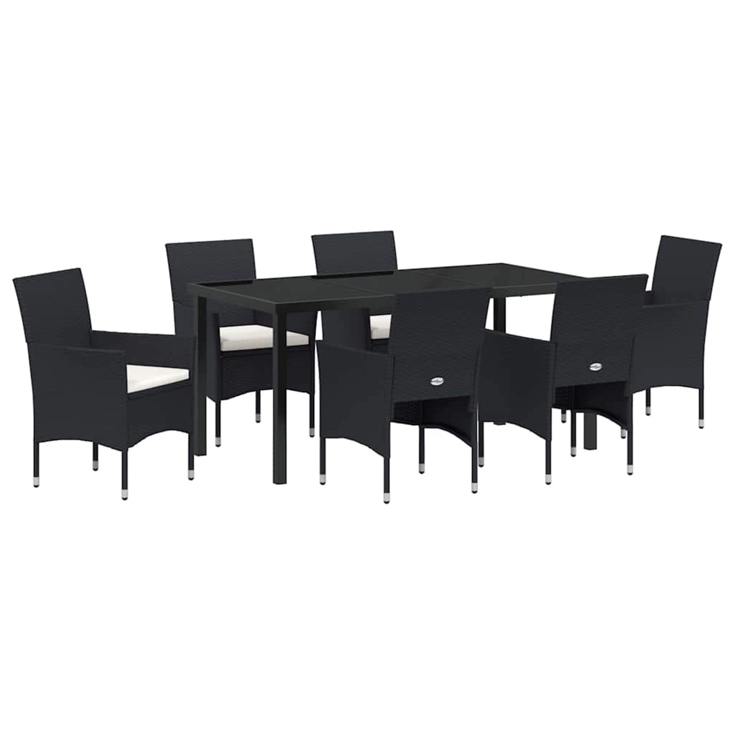 vidaXL 7-Teilige Garten Essgruppe mit Kissen Schwarz Poly Rattan 3379727 günstig online kaufen