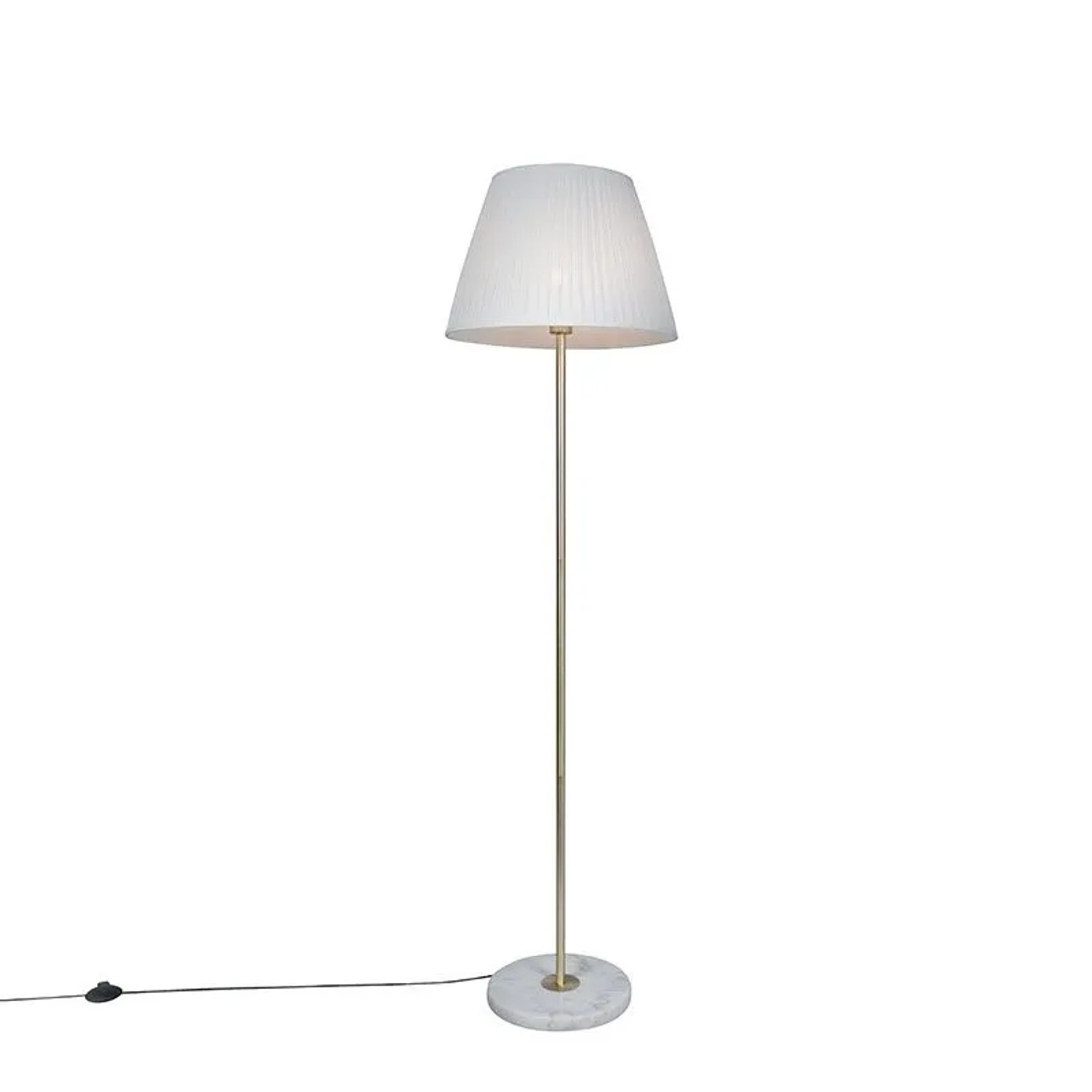 QAZQA Retro Stehleuchte Messing mit Plissee Schirm Creme 45 cm Kaso