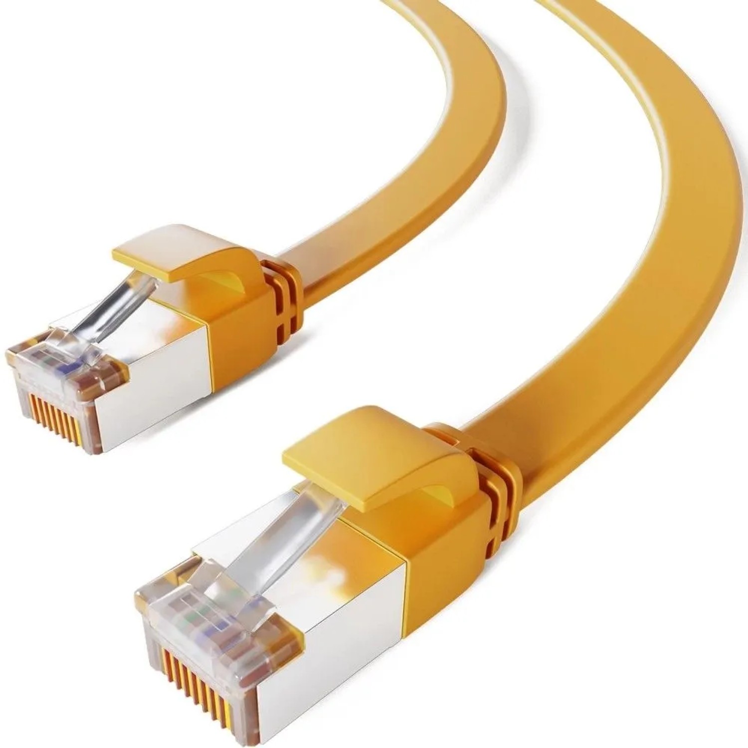 hb-digital Netzwerkkabel Flach CAT 7 Rohkabel Patchkabel RJ45 U/FTP PVC 0.25m Gelb
