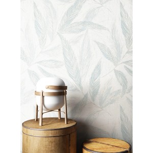 Newroom Vliestapete Denisa Weiß Blätter Skandinavisch Strukturiert FSC®