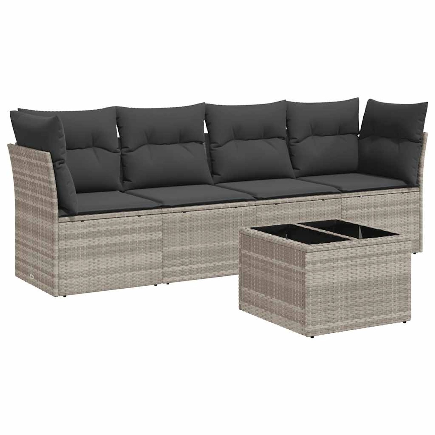 vidaXL 5-Tlg Garten-Sofagarnitur mit Kissen Hellgrau Poly Rattan 3217242 günstig online kaufen