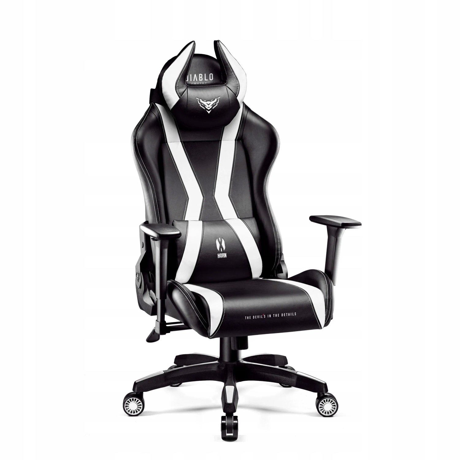 DIABLO CHAIRS Ergonomischer Gaming-Stuhl X-HORN 2.0 Kunstleder Normal Size Schwarz-Weiß
