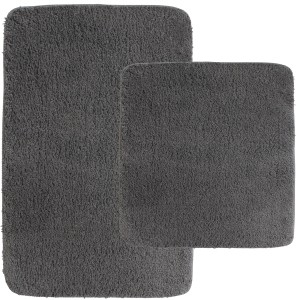 NYVI Badematten Set Lasalle, 2-teilig, grau. Flauschige Badteppiche für Bad und WC.